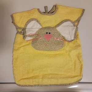 VTG 80s Mullin Square Kids Yellow Mouse‎ Baby Bib with Removable White Wash New